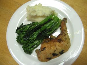 Marrakesh chicken, broccolini and mashed potato